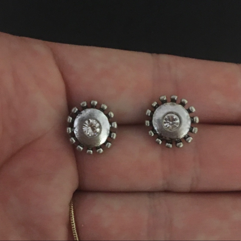 Silver crystal flower studs